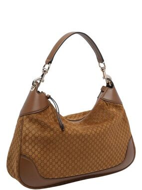Gucci Tan Monogram Suede Hobo Bag